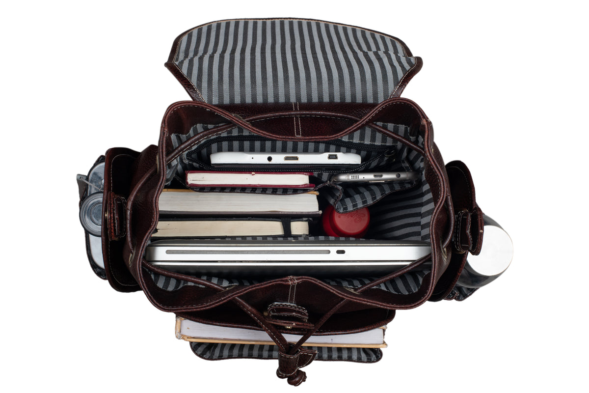 BRAND LEATHER Genuine Leather 15.6 inch Laptop Backpack Casual Daypack for Travel Business Outdoor and More Unisex