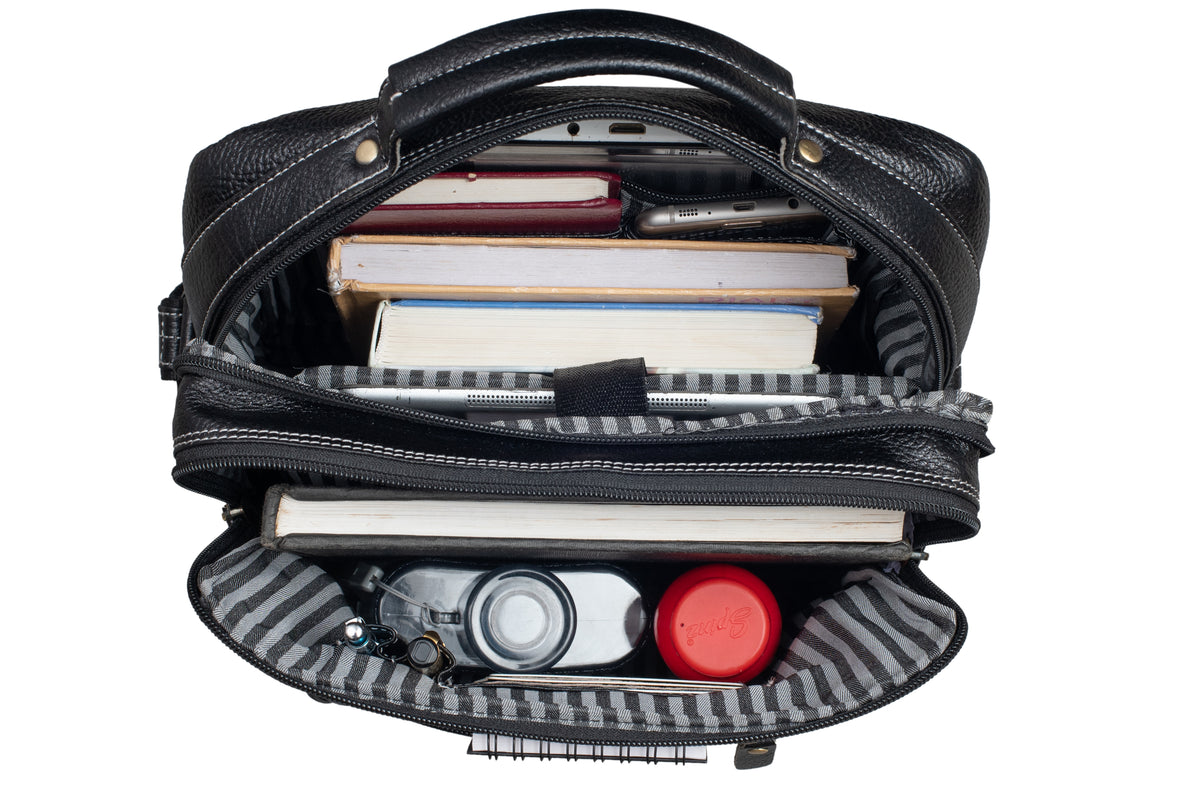 BRAND LEATHER Men's Genuine Leather Sling Chest Bag Cross Body Shoulder Daypacks For 10.5 Inches iPad