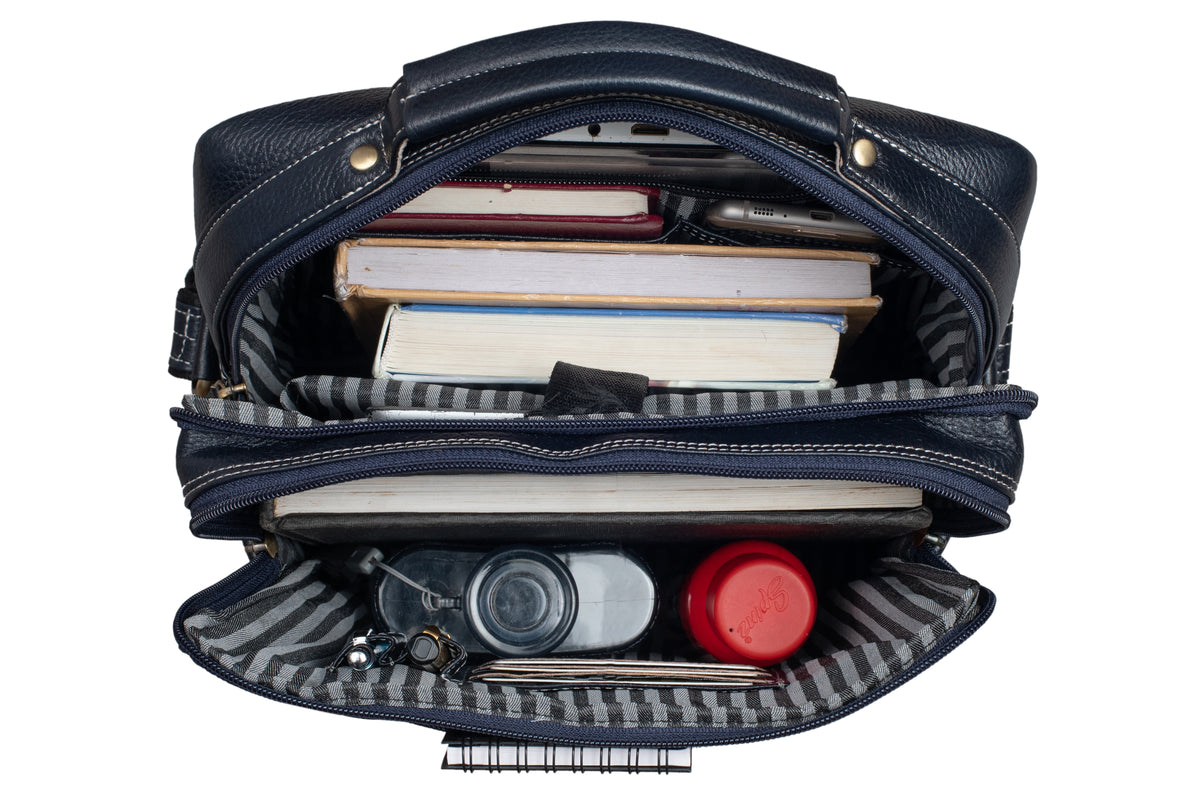 BRAND LEATHER Men's Genuine Leather Sling Chest Bag Cross Body Shoulder Daypacks For 10.5 Inches iPad