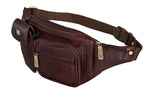 BRAND LEATHER Genuine Leather Stylish Waist Bag Elegant Style Travel Pouch Passport Holder with Adjustable Strap