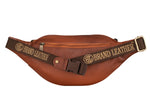 BRAND LEATHER Genuine Leather Stylish Waist Bag Elegant Style Travel Pouch Passport Holder with Adjustable Strap