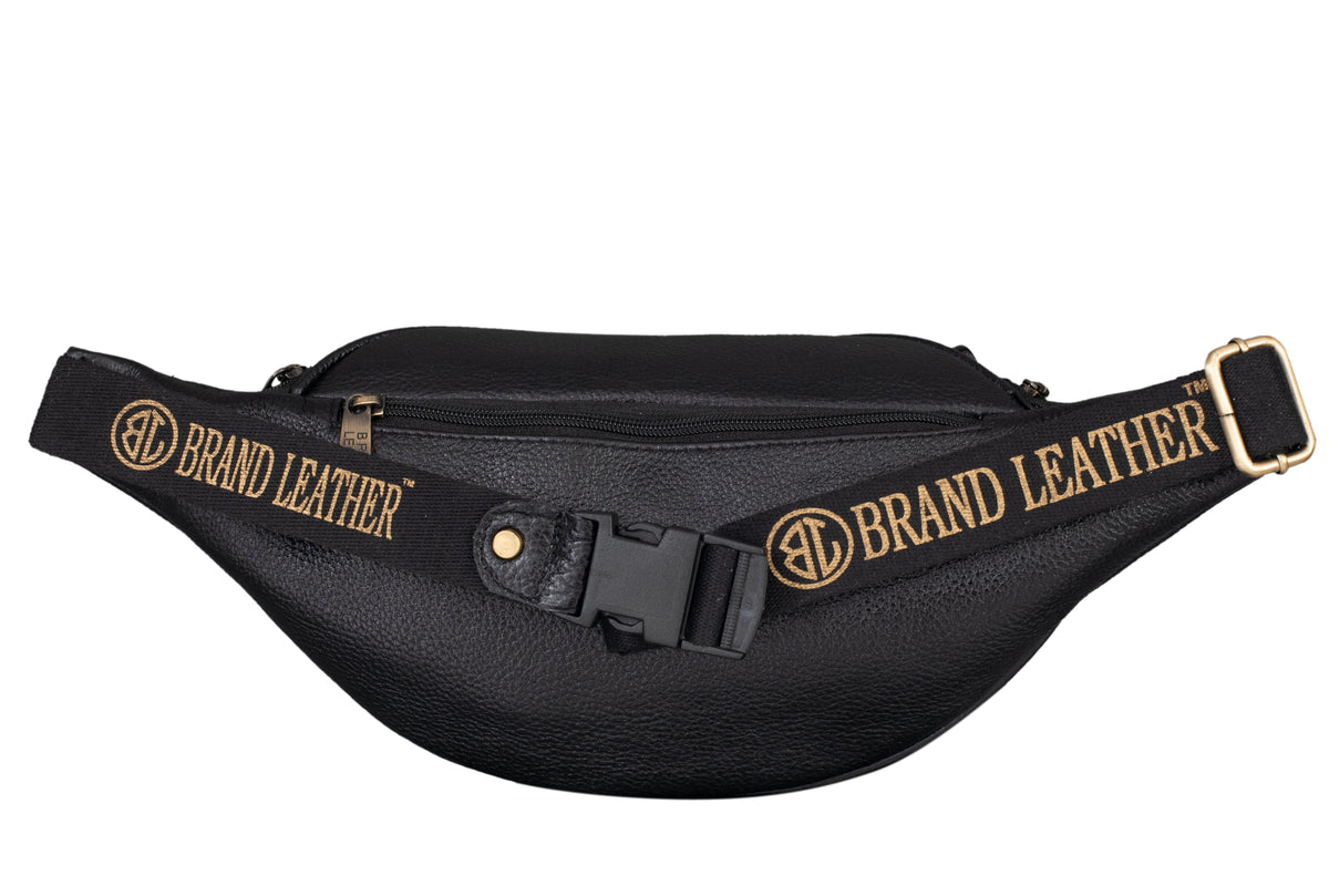 BRAND LEATHER Genuine Leather Stylish Waist Bag Elegant Style Travel Pouch Passport Holder with Adjustable Strap