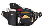BRAND LEATHER Genuine Leather Stylish Waist Bag Elegant Style Travel Pouch Passport Holder with Adjustable Strap