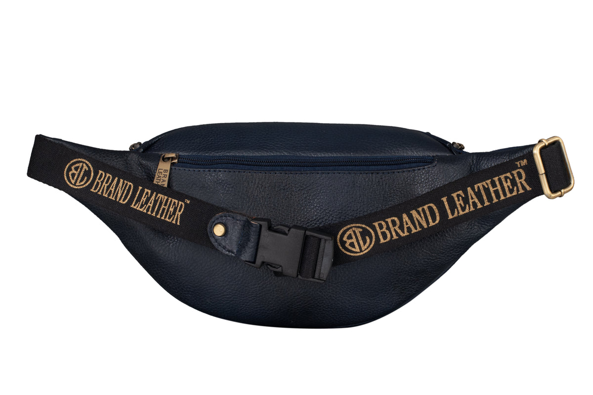 BRAND LEATHER Genuine Leather Stylish Waist Bag Elegant Style Travel Pouch Passport Holder with Adjustable Strap