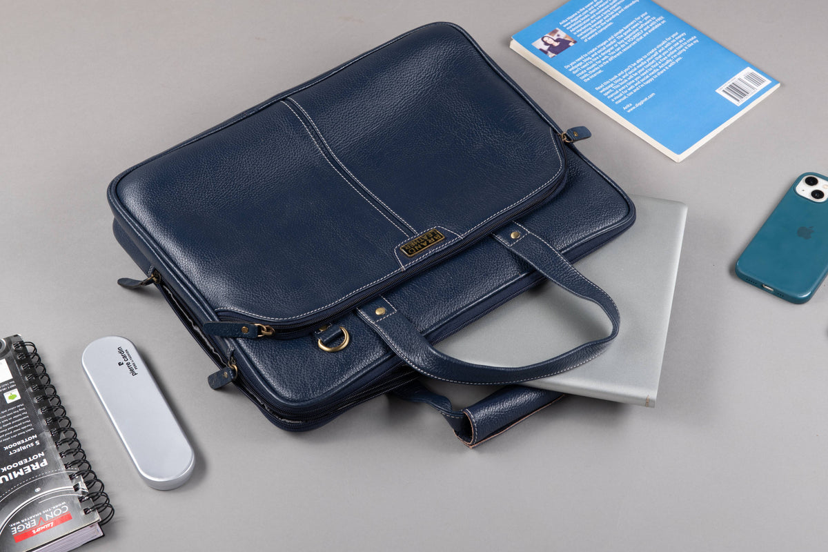 BRAND LEATHER Laptop Bag for Men - Genuine Leather Office Bag with Multiple Compartments Fits 14/15.6/16 Inch Laptop Bag - Messenger and Shoulder Bag for Travel - Water Resistant