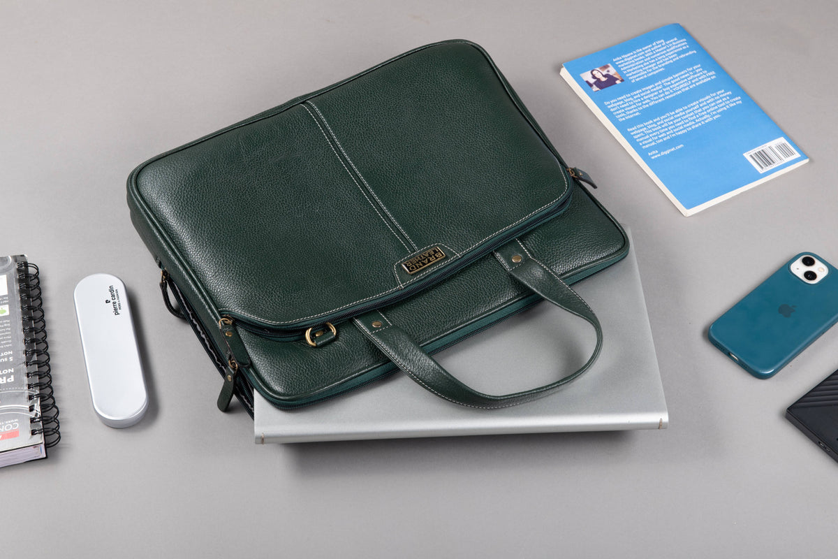 BRAND LEATHER Laptop Bag for Men - Genuine Leather Office Bag with Multiple Compartments Fits 14/15.6/16 Inch Laptop Bag - Messenger and Shoulder Bag for Travel - Water Resistant