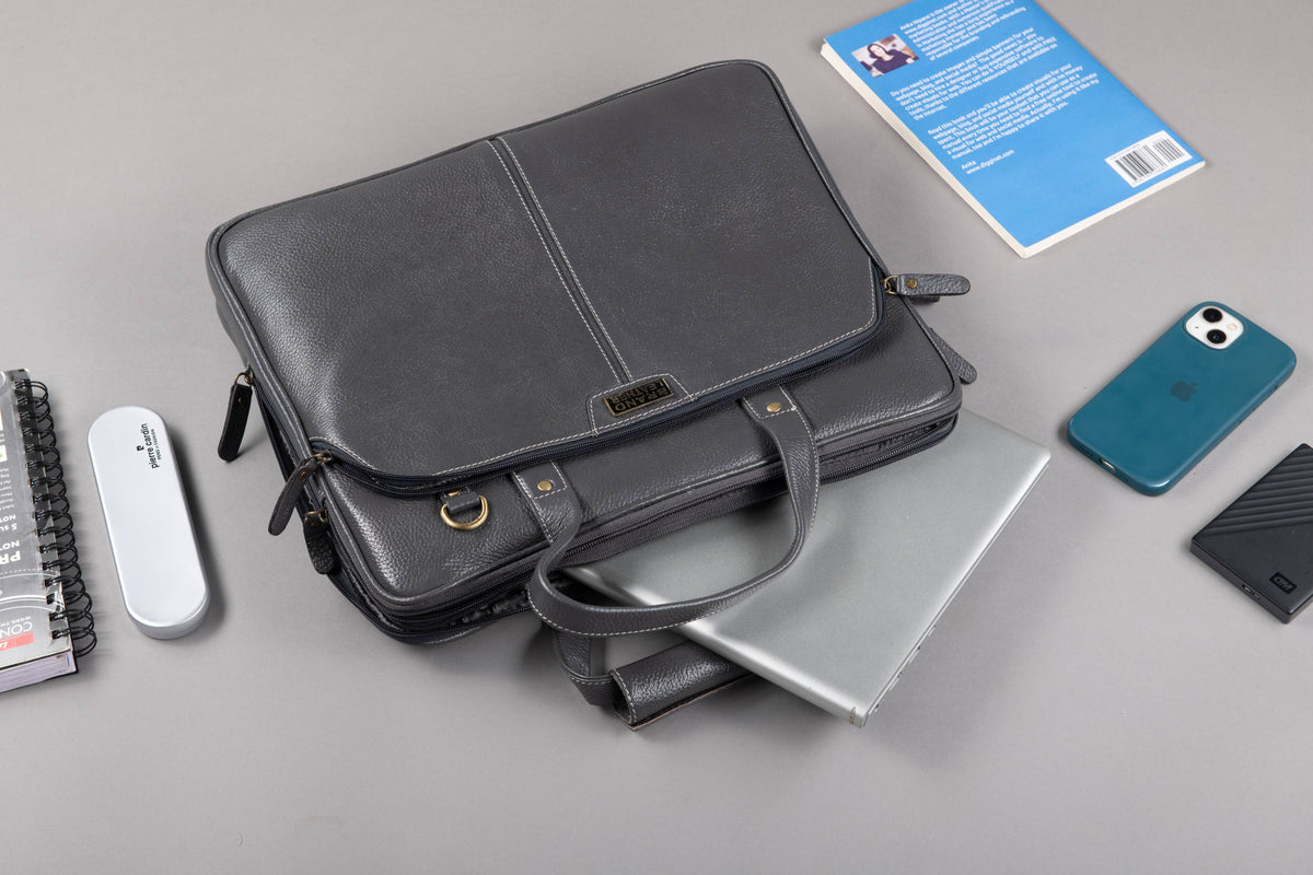 BRAND LEATHER Laptop Bag for Men - Genuine Leather Office Bag with Multiple Compartments Fits 14/15.6/16 Inch Laptop Bag - Messenger and Shoulder Bag for Travel - Water Resistant