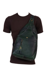 BRAND LEATHER Men's Genuine Leather Sling Chest Bag Casual Shoulder Daypack's