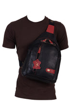 BRAND LEATHER Men's Genuine Leather Sling Chest Bag Casual Shoulder Daypack's