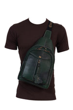 BRAND LEATHER Men's Genuine Leather Sling Chest Bag Casual Shoulder Daypack's