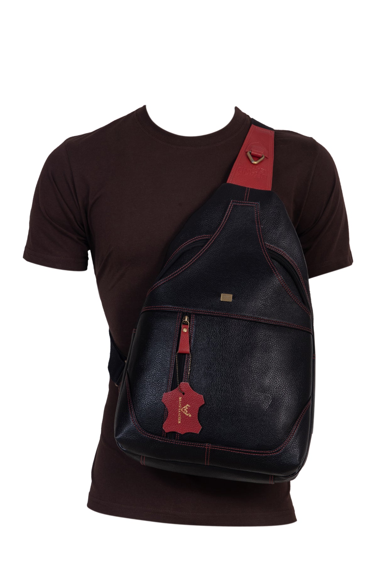 BRAND LEATHER Men's Genuine Leather Sling Chest Bag Casual Shoulder Daypack's