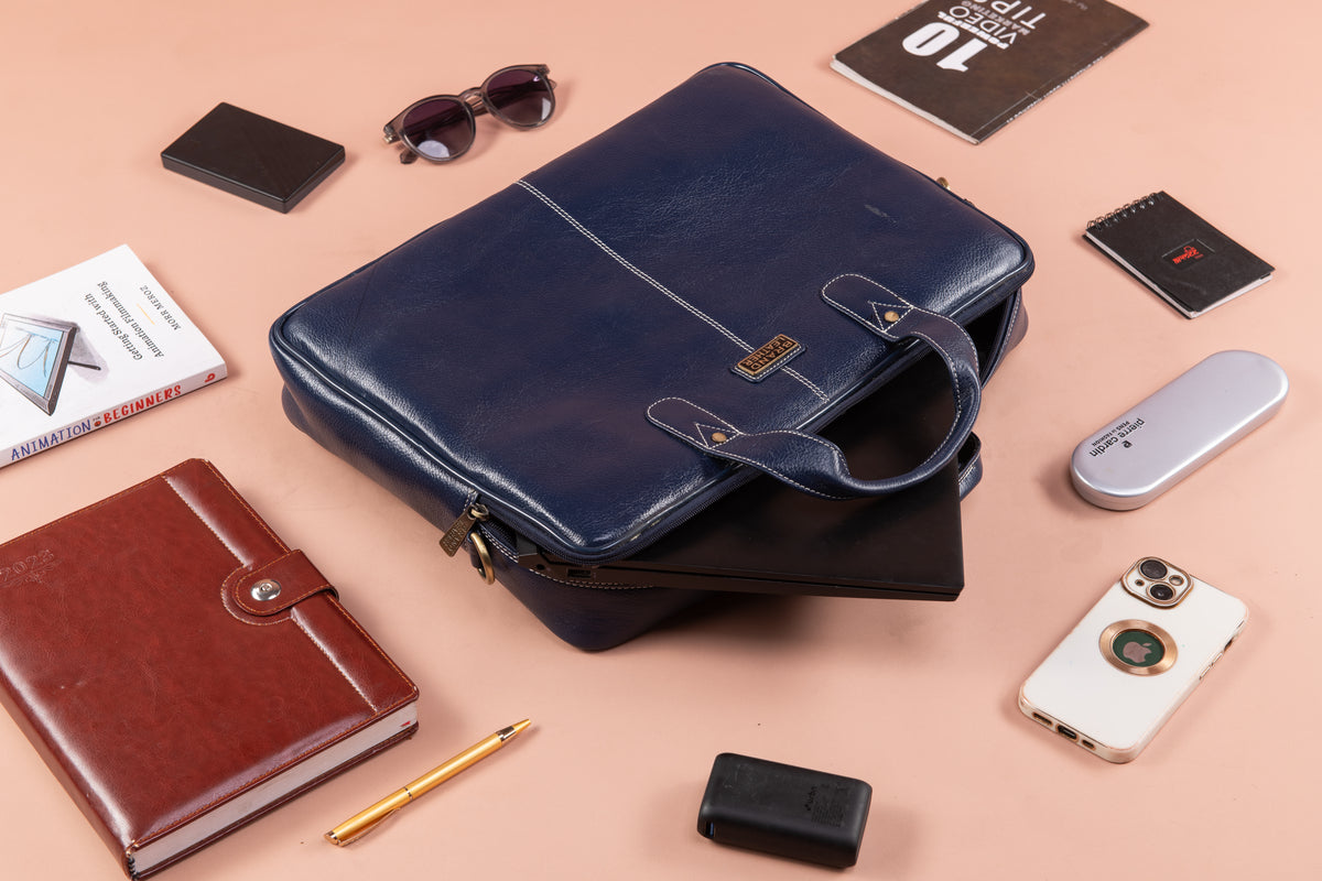 BRAND LEATHER Laptop Bag for Men - Genuine Leather Office Bag with Multiple Compartments Fits 14/15.6/16 Inch Laptop Bag - Messenger and Shoulder Bag for Travel - Water Resistant