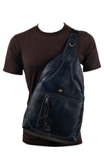 BRAND LEATHER Men's Genuine Leather Sling Chest Bag Casual Shoulder Daypack's