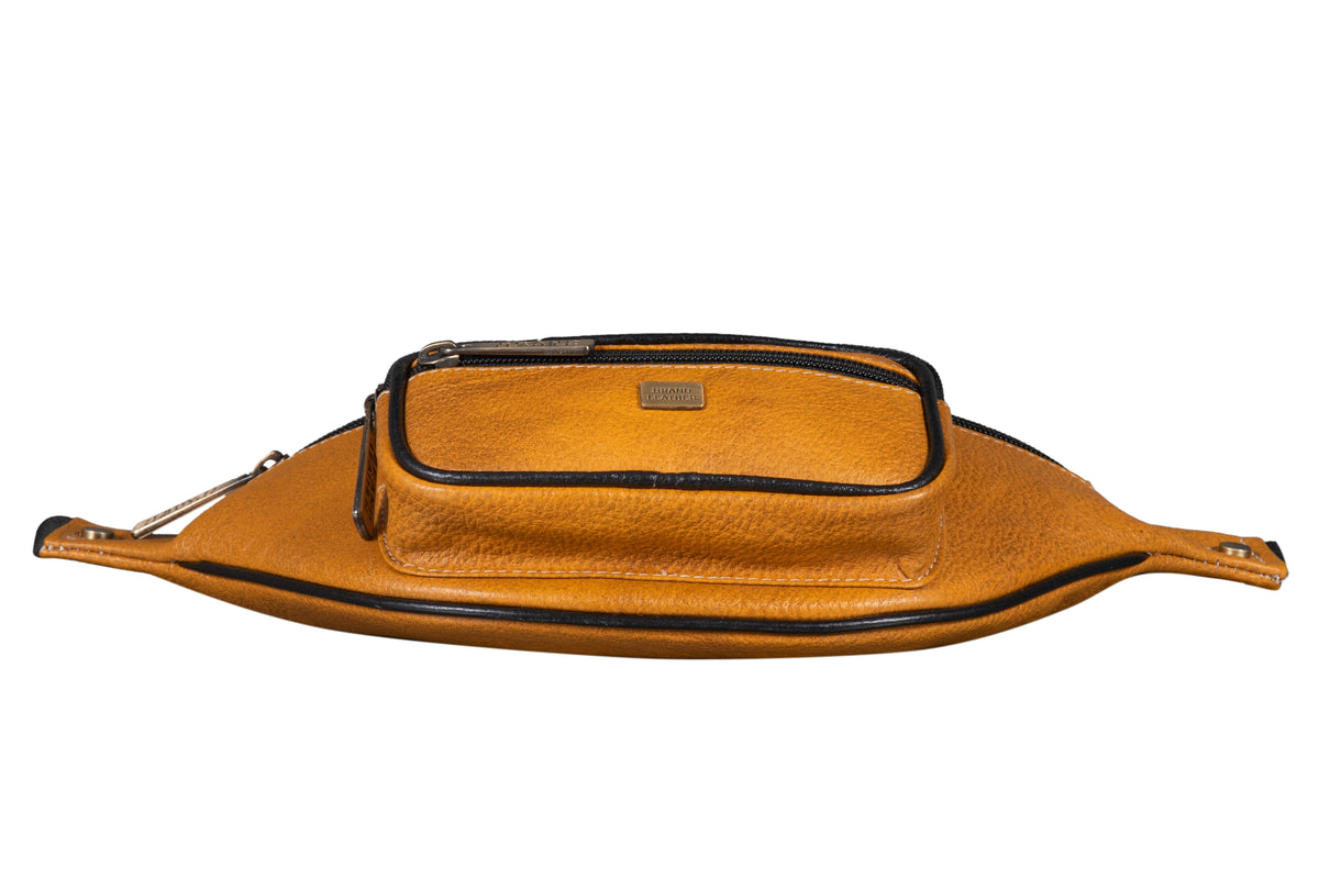 BRAND LEATHER Stylish Genuine Leather Waist Bag Elegant Style Travel Pouch Passport Holder with Adjustable Strap for Multipurpose Use