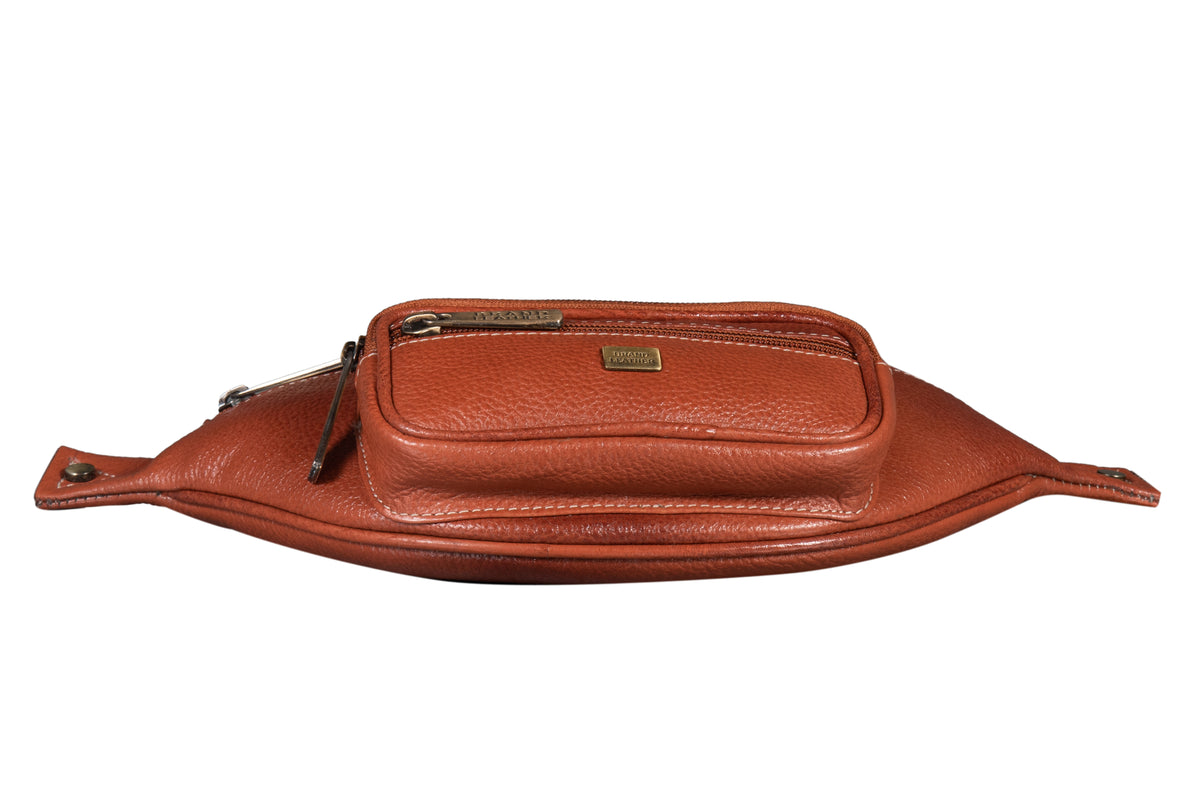 BRAND LEATHER Stylish Genuine Leather Waist Bag Elegant Style Travel Pouch Passport Holder with Adjustable Strap for Multipurpose Use