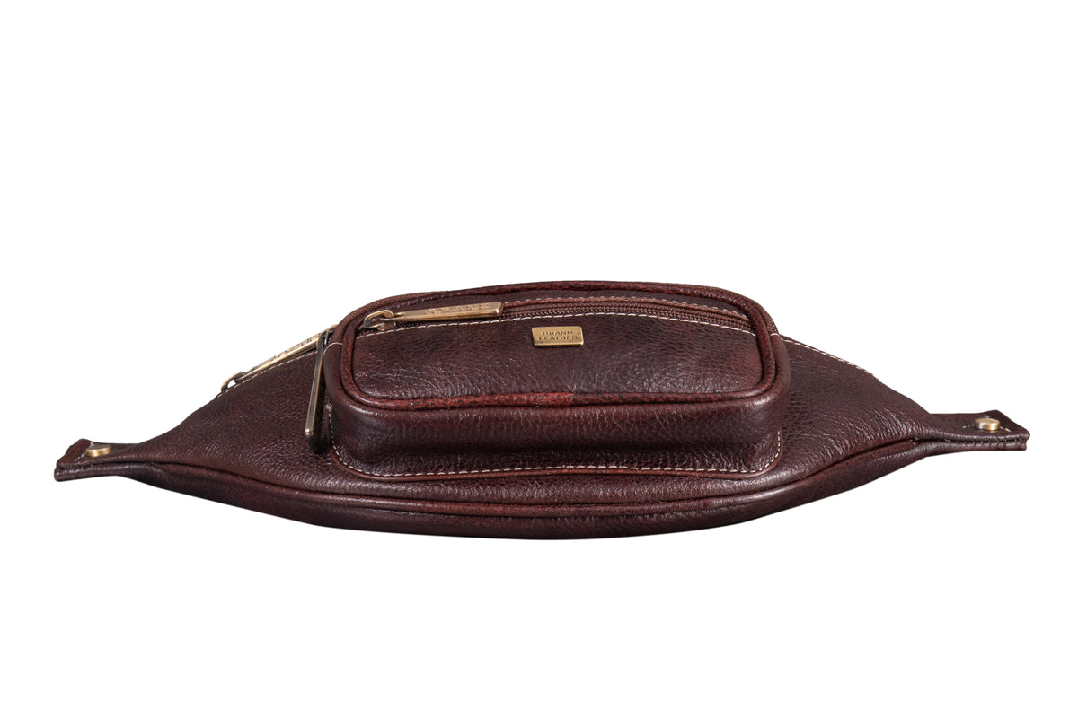 BRAND LEATHER Stylish Genuine Leather Waist Bag Elegant Style Travel Pouch Passport Holder with Adjustable Strap for Multipurpose Use