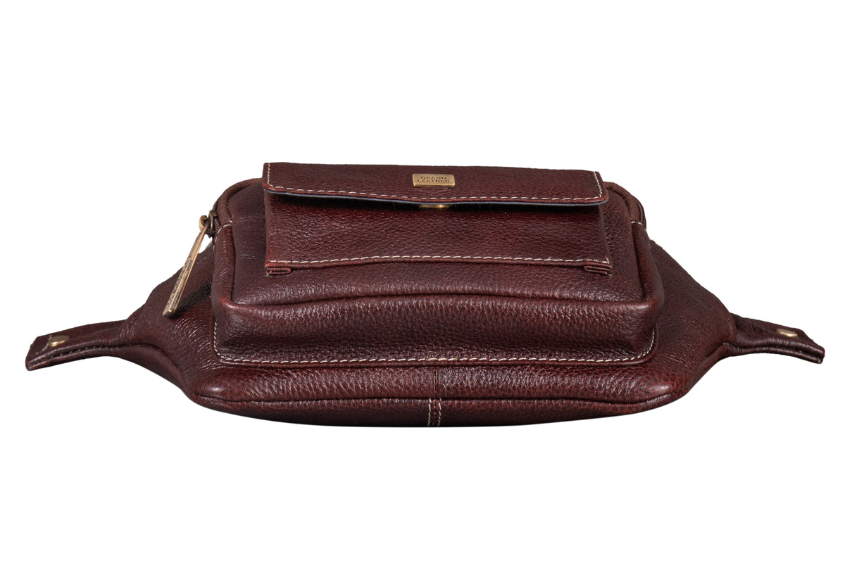 BRAND LEATHER Stylish Genuine Leather Waist Bag Elegant Style Travel Pouch Passport Holder with Adjustable Strap for Multipurpose Use