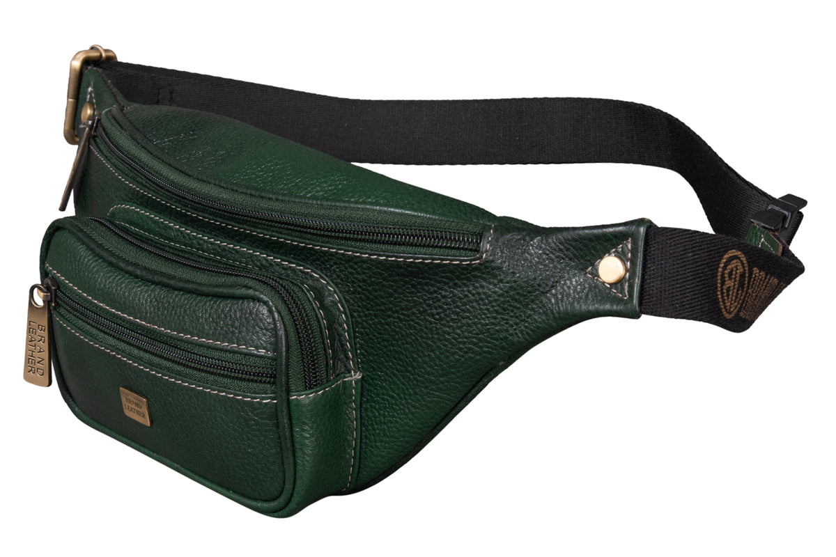 BRAND LEATHER Stylish Genuine Leather Waist Bag Elegant Style Travel Pouch Passport Holder with Adjustable Strap for Multipurpose Use