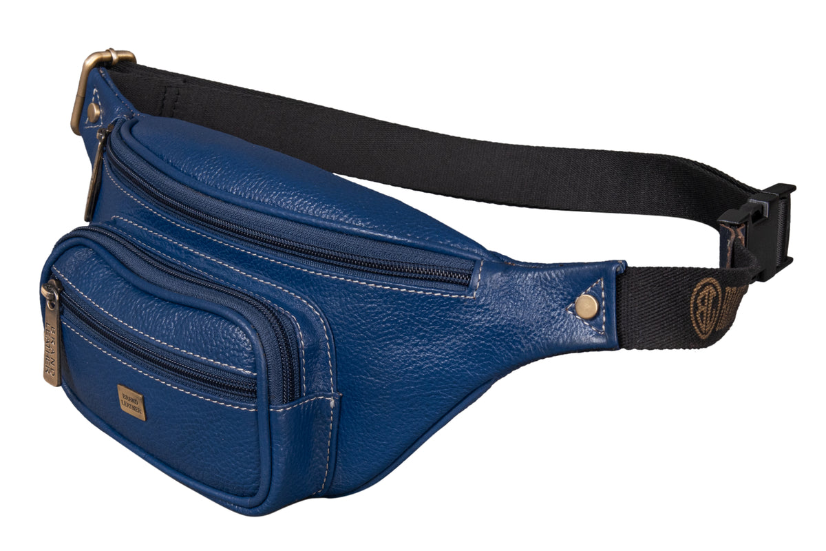 BRAND LEATHER Stylish Genuine Leather Waist Bag Elegant Style Travel Pouch Passport Holder with Adjustable Strap for Multipurpose Use