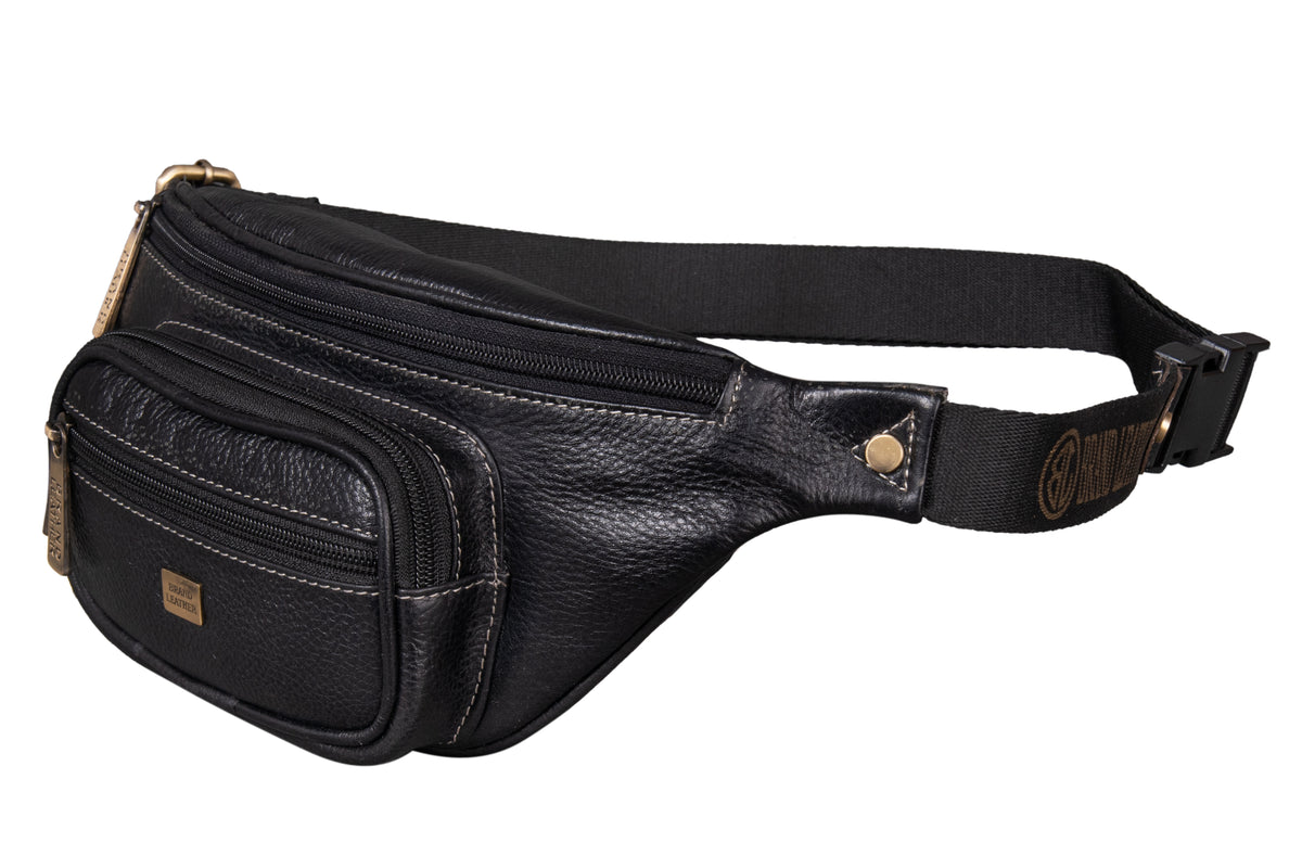 BRAND LEATHER Stylish Genuine Leather Waist Bag Elegant Style Travel Pouch Passport Holder with Adjustable Strap for Multipurpose Use