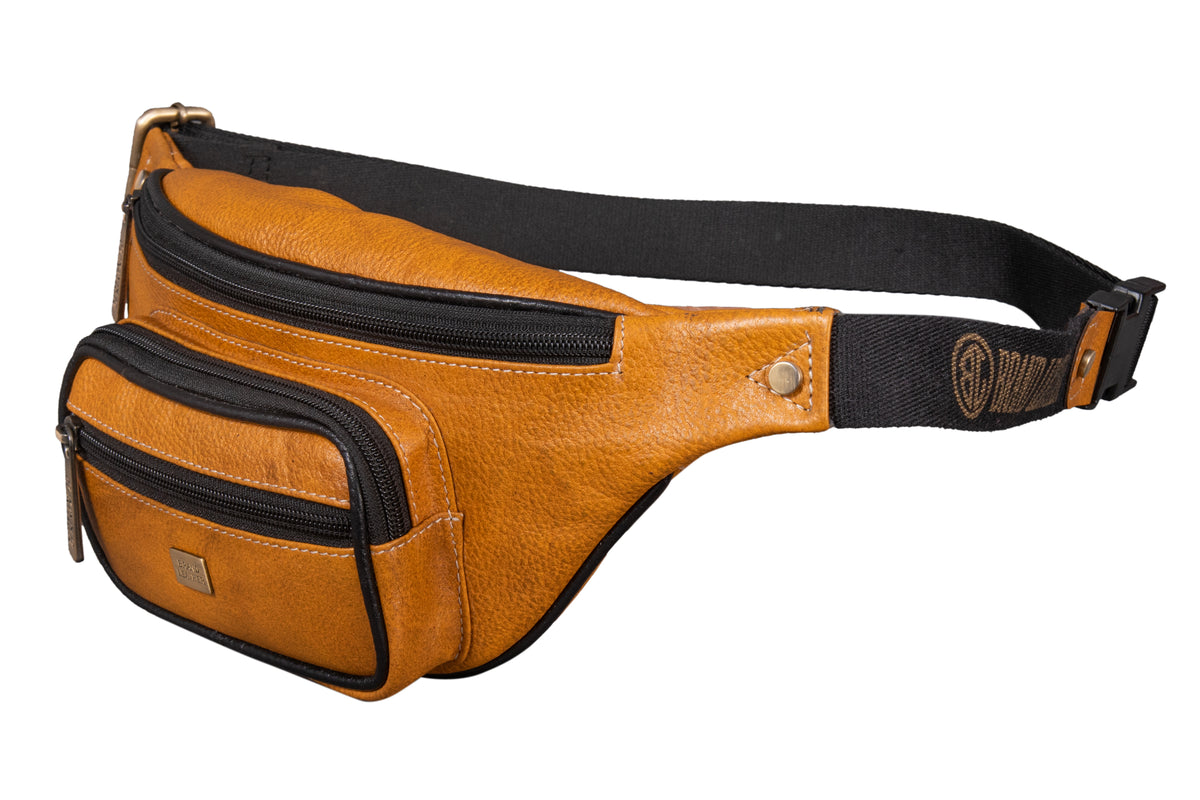 BRAND LEATHER Stylish Genuine Leather Waist Bag Elegant Style Travel Pouch Passport Holder with Adjustable Strap for Multipurpose Use