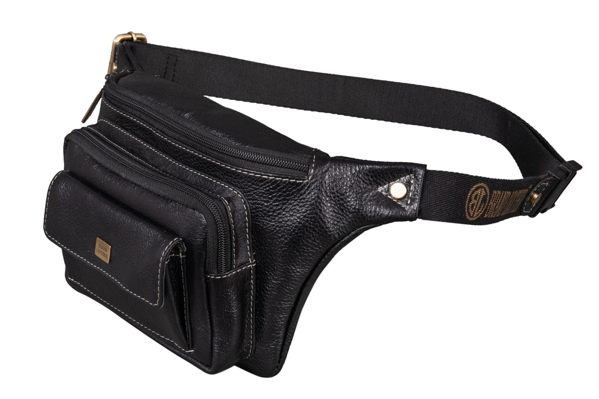 BRAND LEATHER Stylish Genuine Leather Waist Bag Elegant Style Travel Pouch Passport Holder with Adjustable Strap for Multipurpose Use