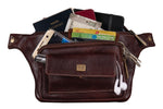 BRAND LEATHER Stylish Genuine Leather Waist Bag Elegant Style Travel Pouch Passport Holder with Adjustable Strap for Multipurpose Use