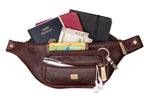 BRAND LEATHER Stylish Genuine Leather Waist Bag Elegant Style Travel Pouch Passport Holder with Adjustable Strap for Multipurpose Use