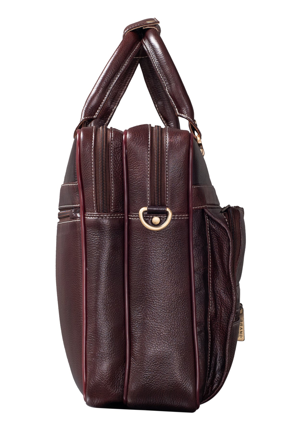 BRAND LEATHER Genuine Leather Laptop Bag for Men/Office Bag for Men, Brown | Fits Upto 16 Inch Laptop/MacBook | Handbags with Shoulder Straps | Leather Bag for Men | Trolley Strap in Laptop Bag