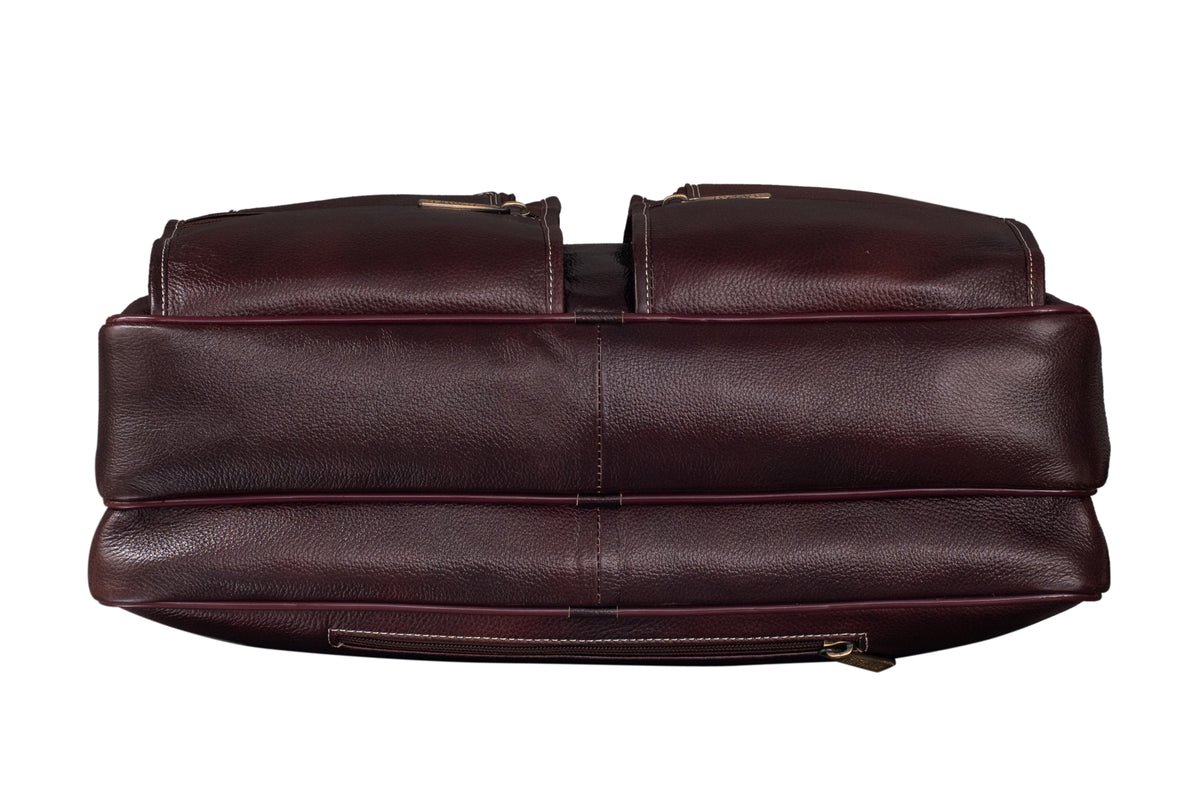 BRAND LEATHER Genuine Leather Laptop Bag for Men/Office Bag for Men, Brown | Fits Upto 16 Inch Laptop/MacBook | Handbags with Shoulder Straps | Leather Bag for Men | Trolley Strap in Laptop Bag