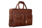 BRAND LEATHER Genuine Leather Laptop Bag for Men/Office Bag for Men, Brown | Fits Upto 16 Inch Laptop/MacBook | Handbags with Shoulder Straps | Leather Bag for Men | Trolley Strap in Laptop Bag