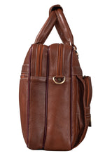 BRAND LEATHER Genuine Leather Laptop Bag for Men/Office Bag for Men, Brown | Fits Upto 16 Inch Laptop/MacBook | Handbags with Shoulder Straps | Leather Bag for Men | Trolley Strap in Laptop Bag