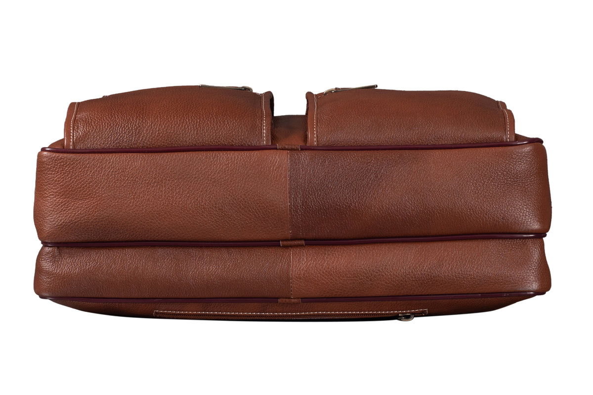 BRAND LEATHER Genuine Leather Laptop Bag for Men/Office Bag for Men, Brown | Fits Upto 16 Inch Laptop/MacBook | Handbags with Shoulder Straps | Leather Bag for Men | Trolley Strap in Laptop Bag