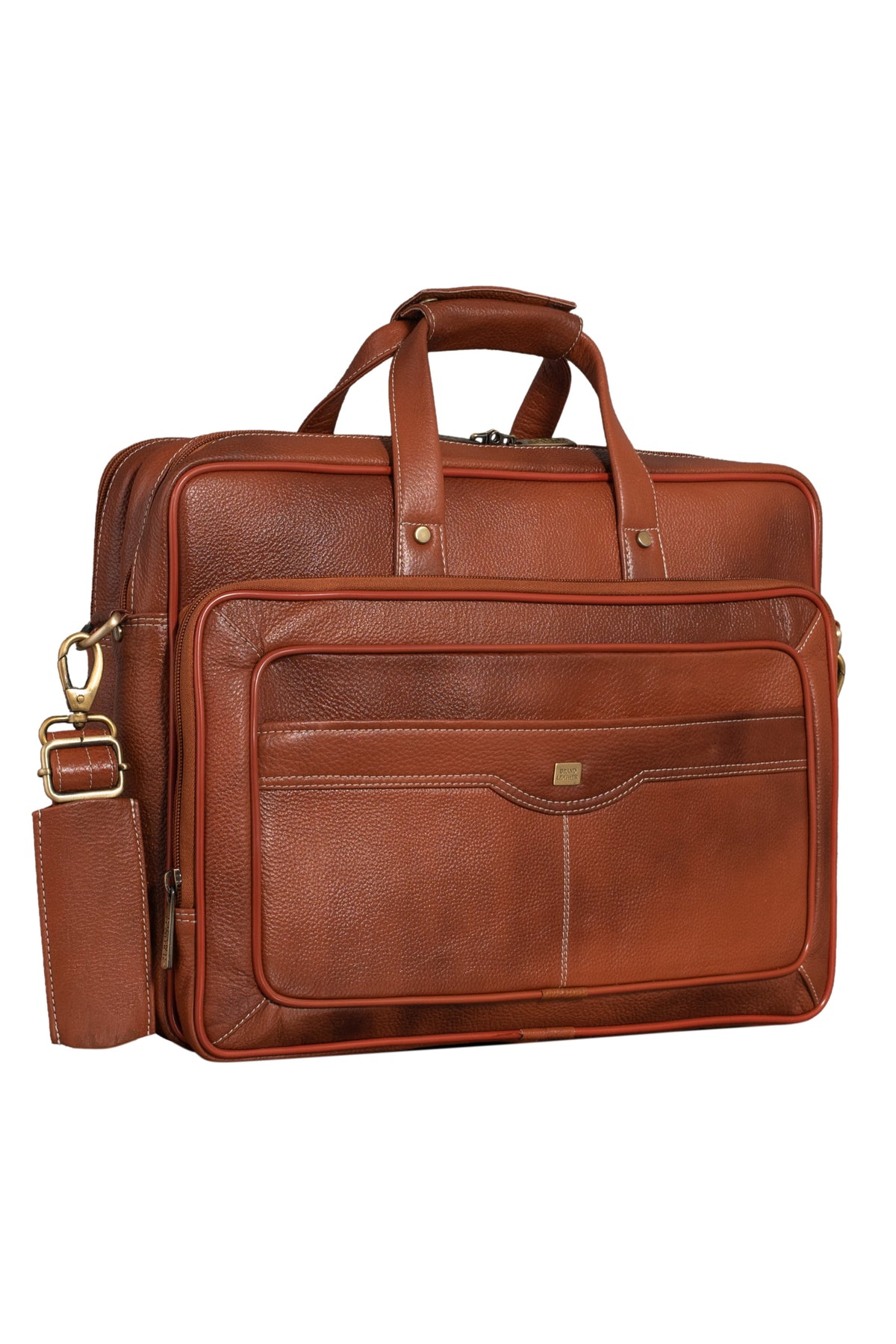 Genuine Leather Laptop Bag for Men - Office Bag, Brown - Fits Up to 16-inch Laptop/MacBook - Shoulder Bag/Hand Bag