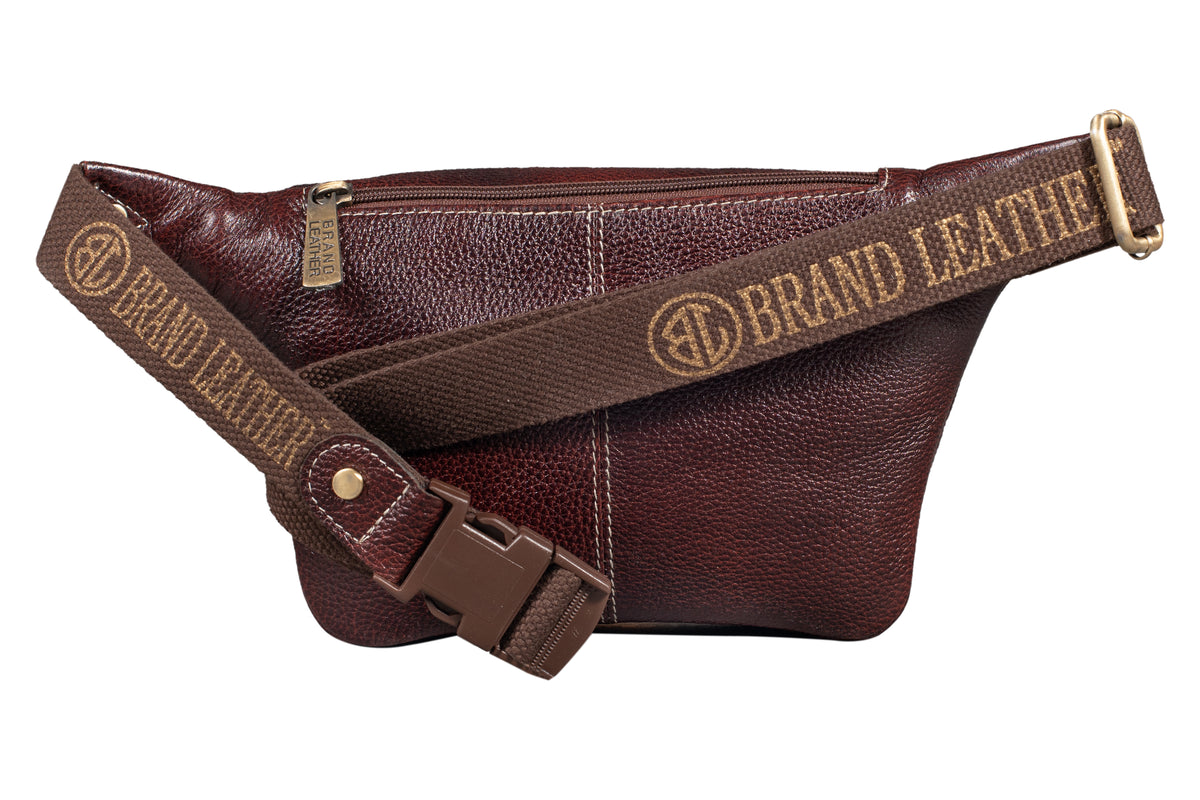 BRAND LEATHER Stylish Genuine Leather Waist Bag Elegant Style Travel Pouch Passport Holder with Adjustable Strap for Multipurpose Use