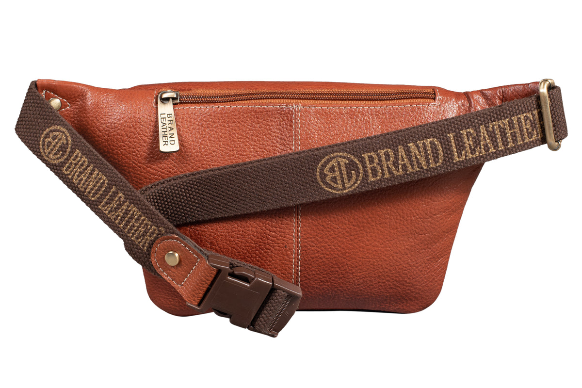 BRAND LEATHER Stylish Genuine Leather Waist Bag Elegant Style Travel Pouch Passport Holder with Adjustable Strap for Multipurpose Use