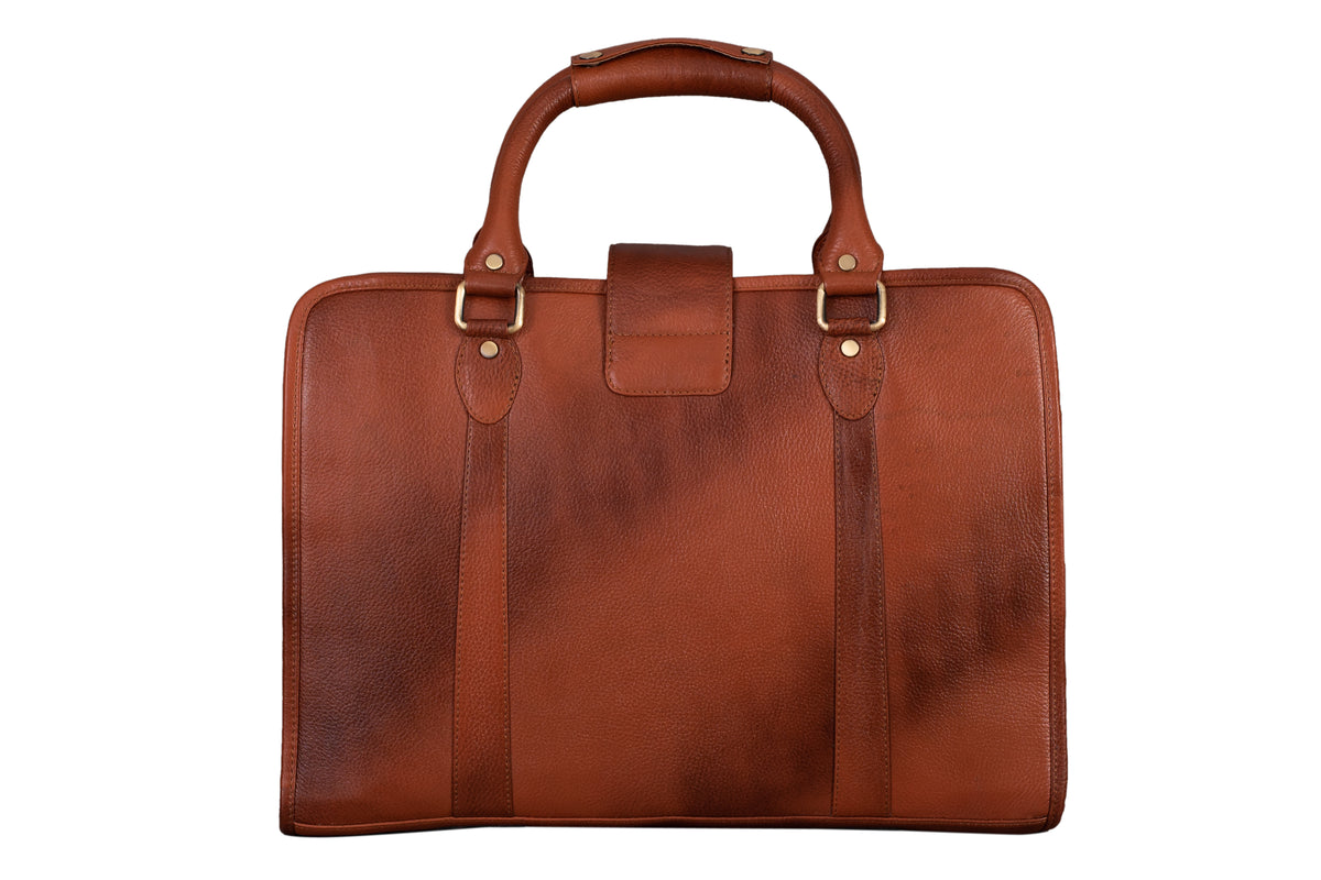 BRAND LEATHER Genuine Leather Laptop Bag for Men - Office Bag, Brown - Fits Up to 14/15.6/16 Inch Laptop/MacBook - Laptop Messenger Bag/Side Shoulder Bag with Adjustable Strap - 1 Year Warranty