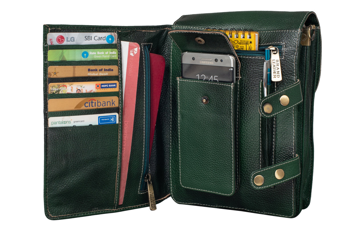 BRAND LEATHER Casual|Business|Travel use Genuine Leather Cross Body Sling Bag with Multi Pockets