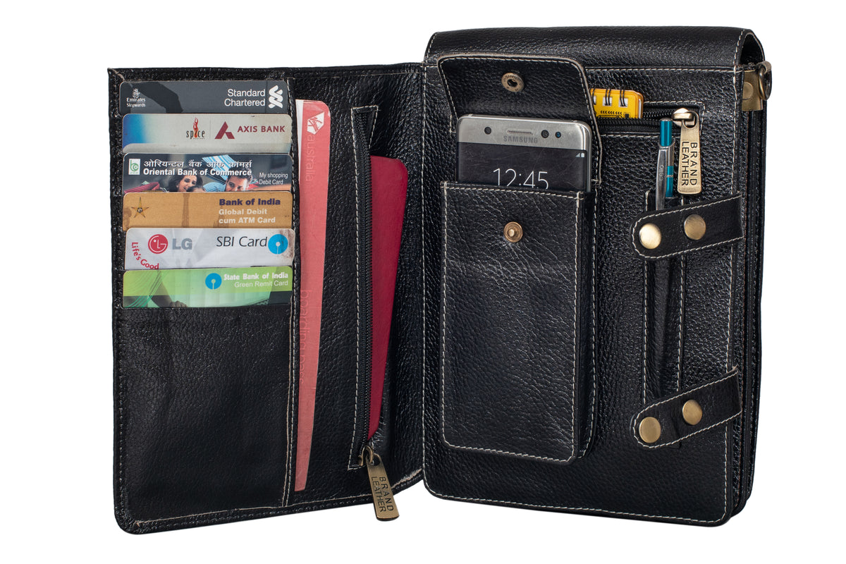 BRAND LEATHER Casual|Business|Travel use Genuine Leather Cross Body Sling Bag with Multi Pockets