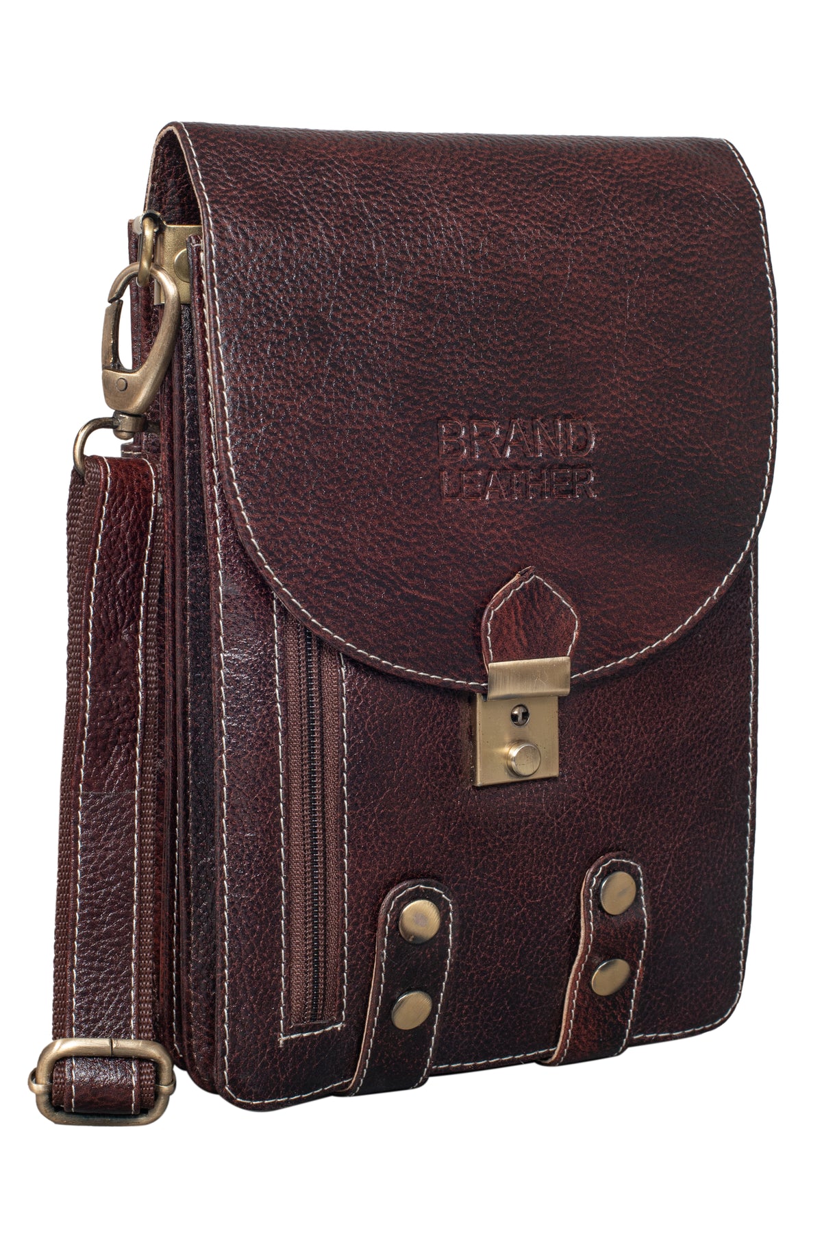 BRAND LEATHER Casual|Business|Travel use Genuine Leather Cross Body Sling Bag with Multi Pockets