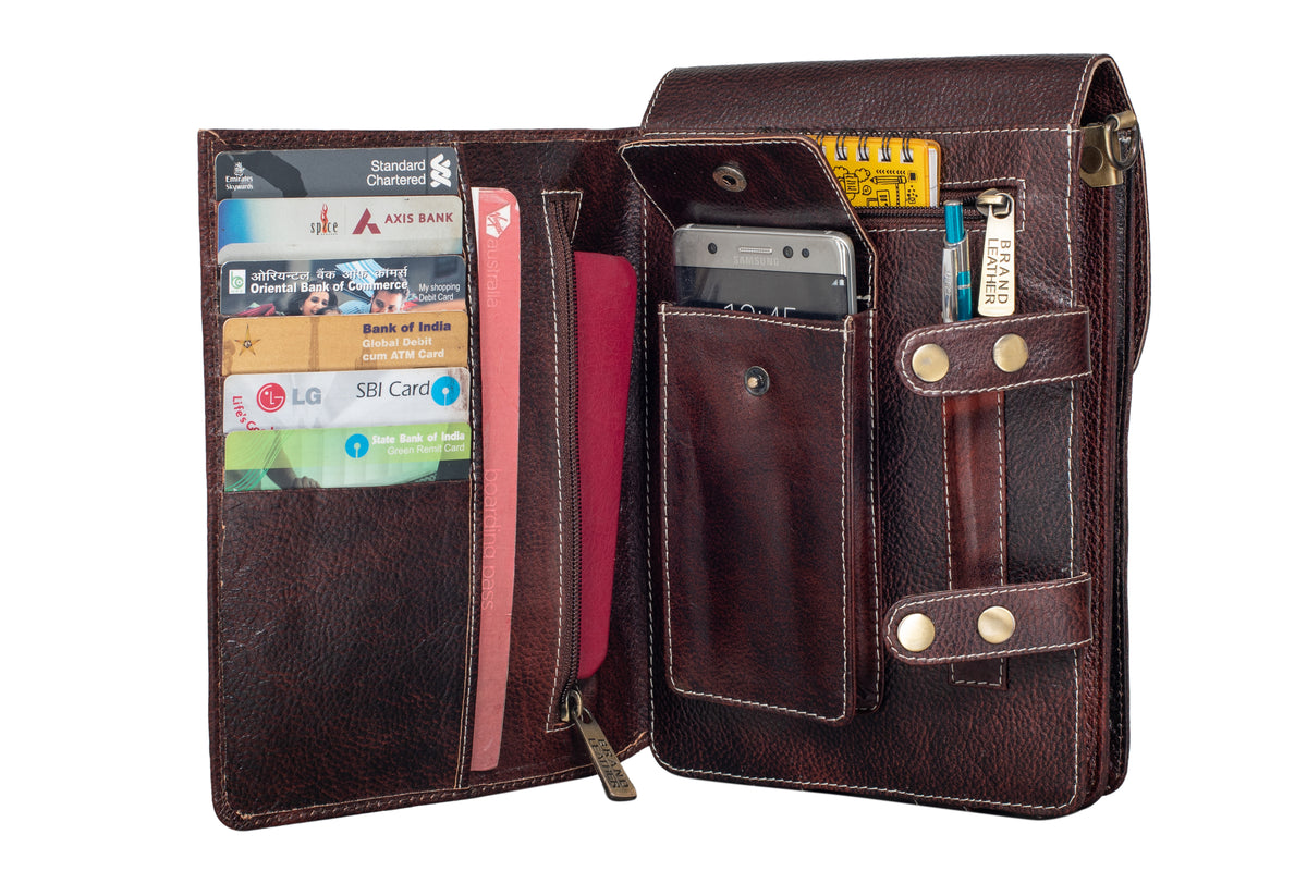 BRAND LEATHER Casual|Business|Travel use Genuine Leather Cross Body Sling Bag with Multi Pockets