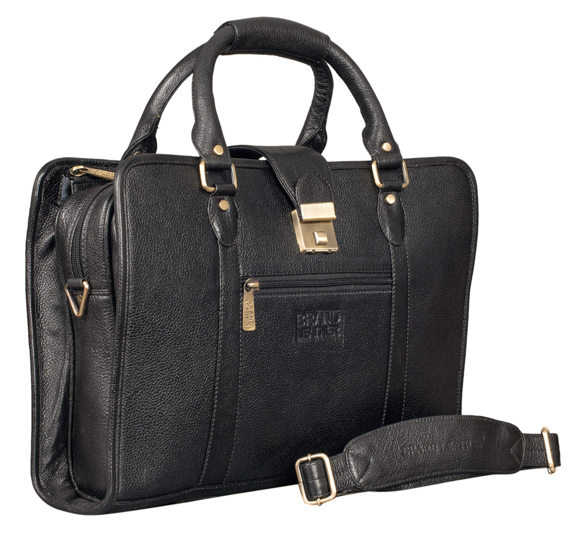 BRAND LEATHER Genuine Leather Laptop Bag for Men - Office Bag, Brown - Fits Up to 14/15.6/16 Inch Laptop/MacBook - Laptop Messenger Bag/Side Shoulder Bag with Adjustable Strap - 1 Year Warranty