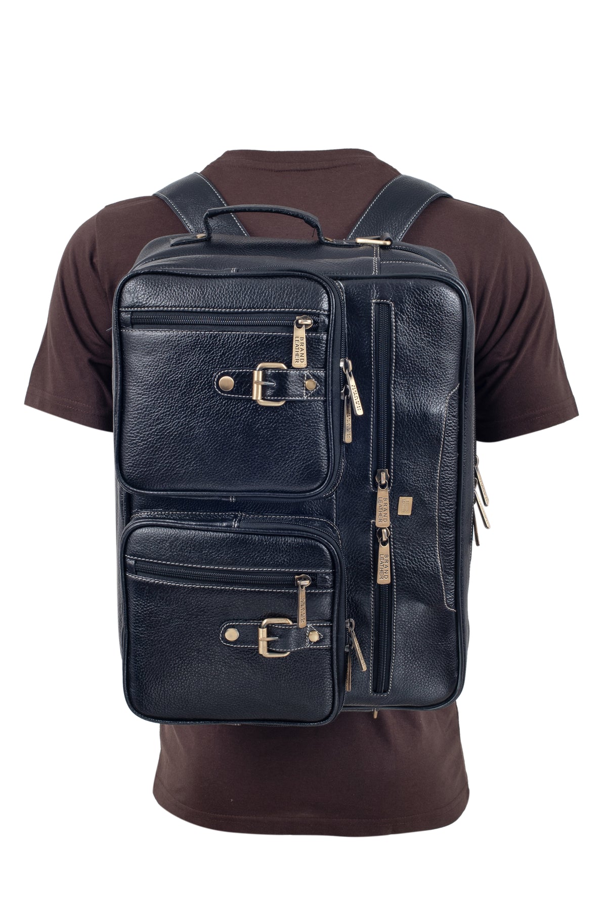 Genuine Leather Convertible Backpack 16" Laptop Messenger Bag Multi-Functional Business Briefcase for Men