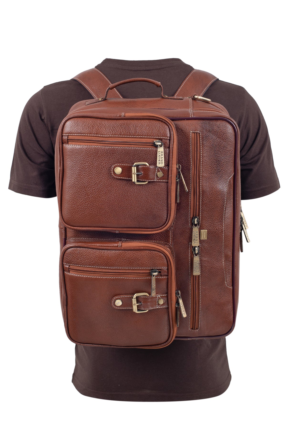 Genuine Leather Convertible Backpack 16" Laptop Messenger Bag Multi-Functional Business Briefcase for Men