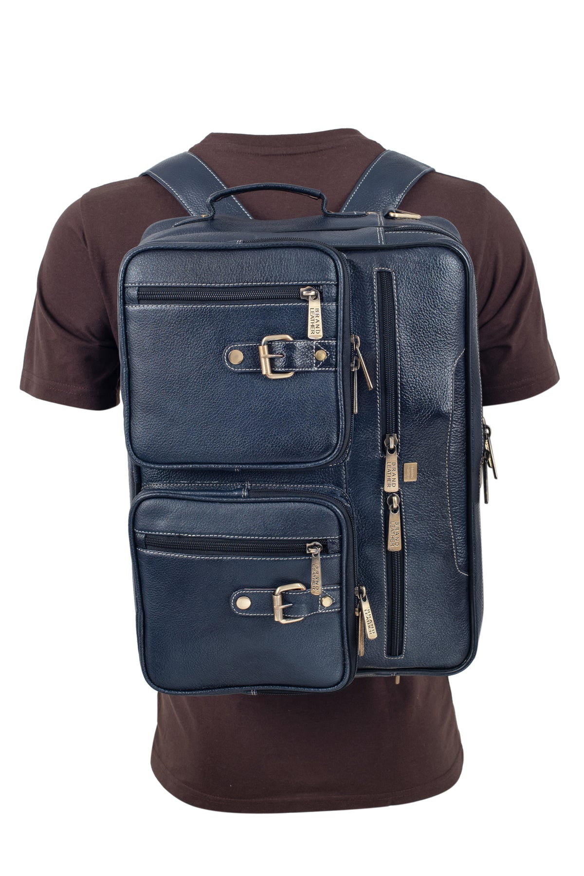 Genuine Leather Convertible Backpack 16" Laptop Messenger Bag Multi-Functional Business Briefcase for Men