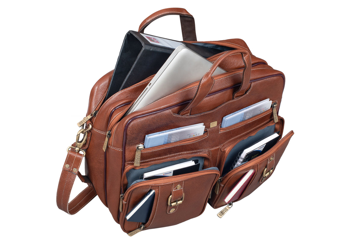 Genuine Leather Convertible Backpack 16" Laptop Messenger Bag Multi-Functional Business Briefcase for Men