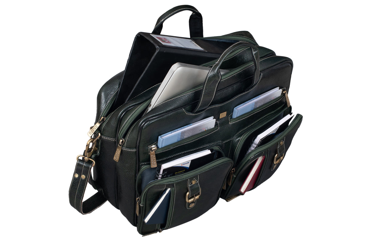 Genuine Leather Convertible Backpack 16" Laptop Messenger Bag Multi-Functional Business Briefcase for Men