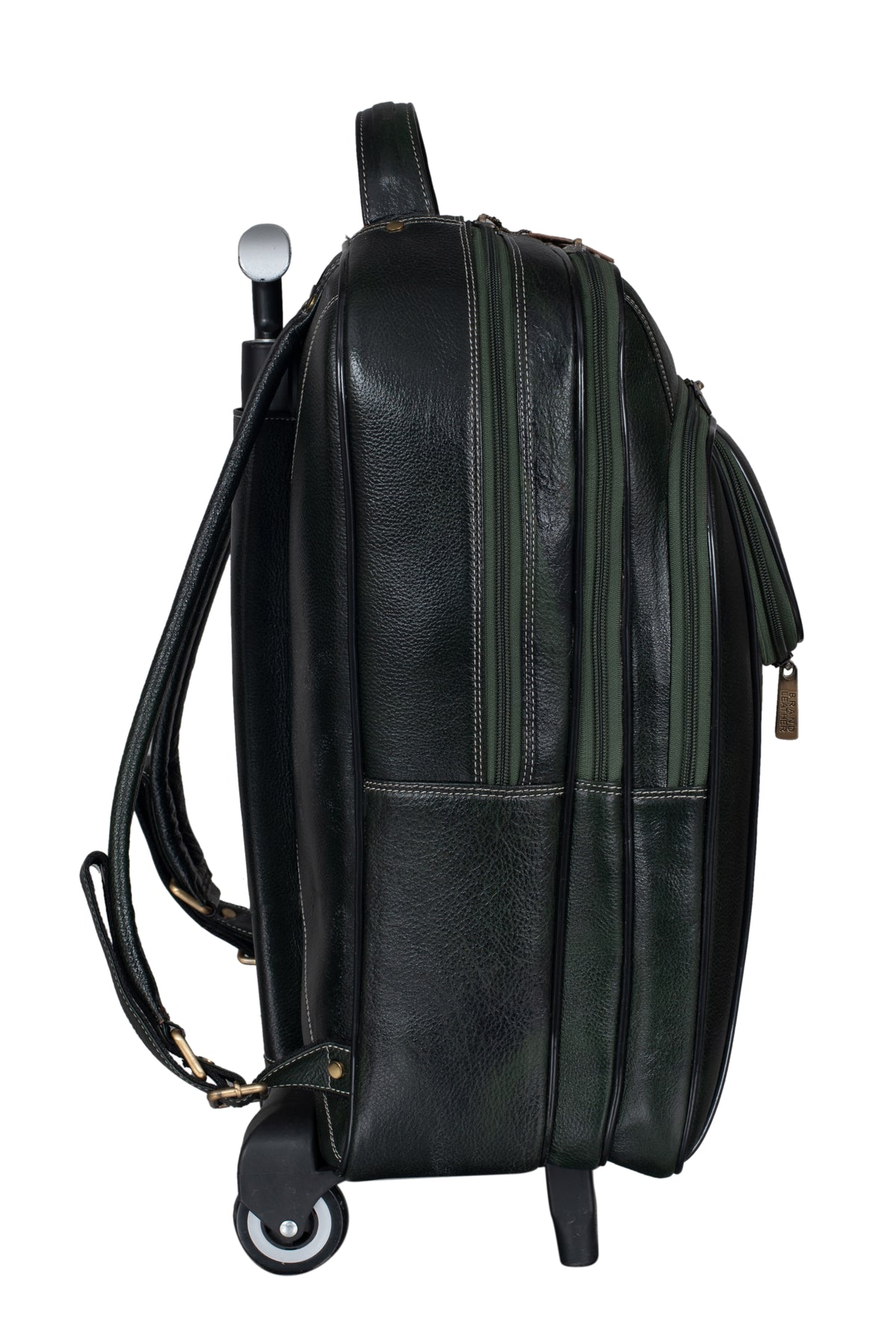 BRAND LEATHER Rolling Backpack Wheeled Laptop Backpack for Travel, Carryon Trolley Luggage Suitcase Compact Business Bag Student Laptop Bag for Men Women fit 16 Inch Notebook