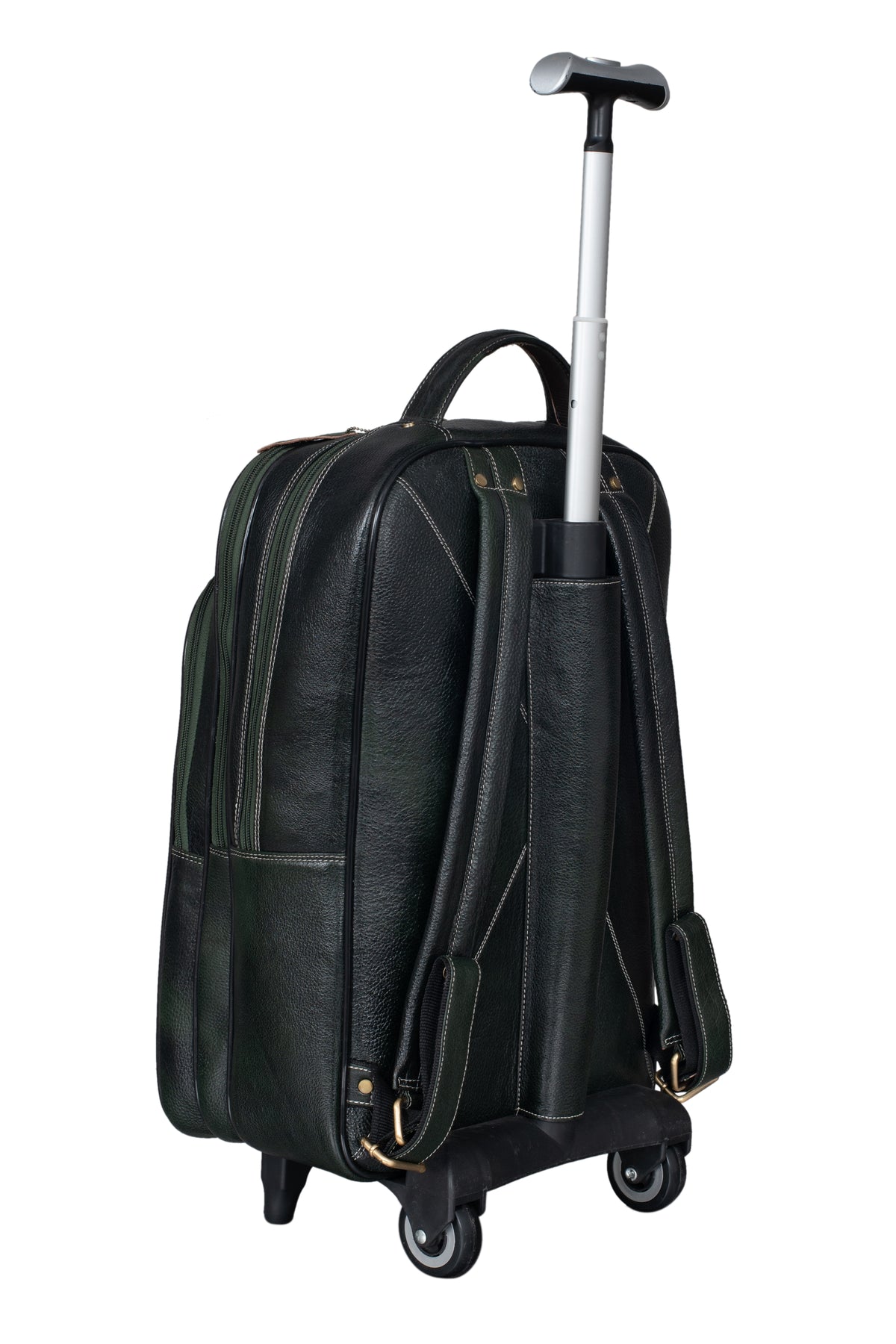 BRAND LEATHER Rolling Backpack Wheeled Laptop Backpack for Travel, Carryon Trolley Luggage Suitcase Compact Business Bag Student Laptop Bag for Men Women fit 16 Inch Notebook