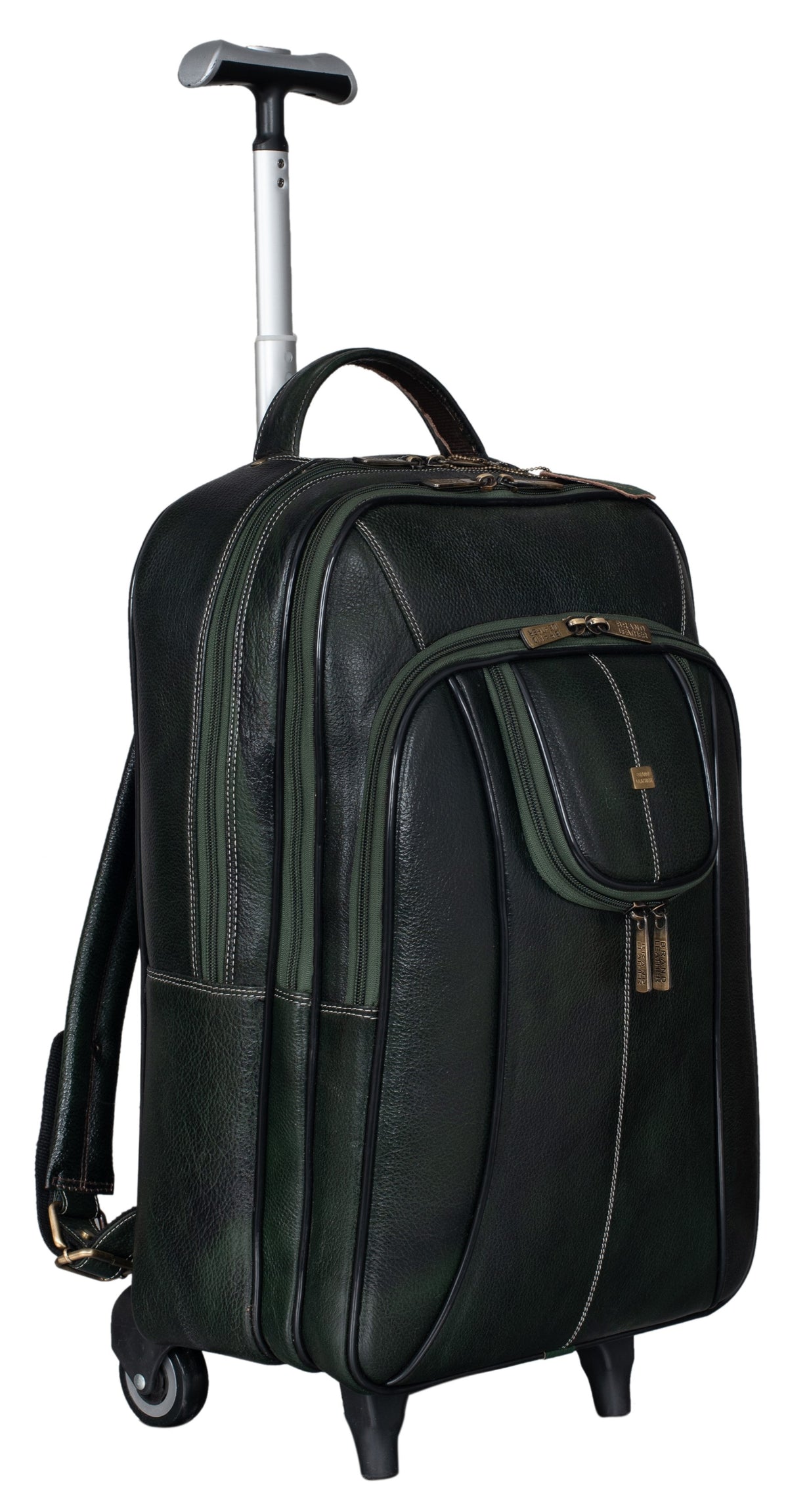 BRAND LEATHER Rolling Backpack Wheeled Laptop Backpack for Travel, Carryon Trolley Luggage Suitcase Compact Business Bag Student Laptop Bag for Men Women fit 16 Inch Notebook